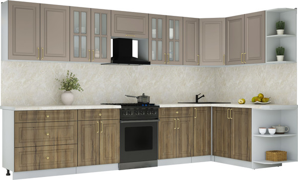 Изображение товара Кухонный гарнитур Интерлиния Мила Шато 1.7x3.5 PR (луна/дуб вотан/опал светлый)