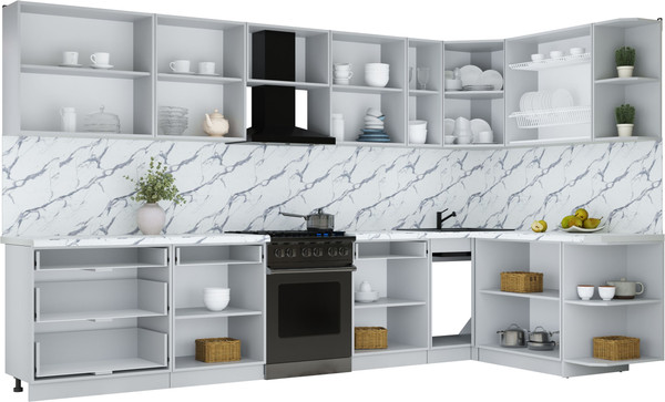 Изображение товара Кухонный гарнитур Интерлиния Мила Шато 1.7x3.5 PR (мята/керамика/опал светлый)