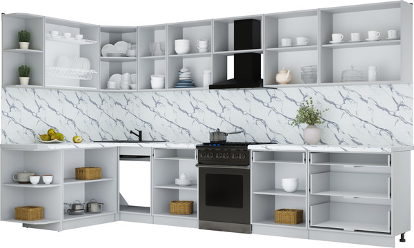 Изображение товара Кухонный гарнитур Интерлиния Мила Шато 1.7x3.6 LV (дуб вотан/луна/опал светлый)