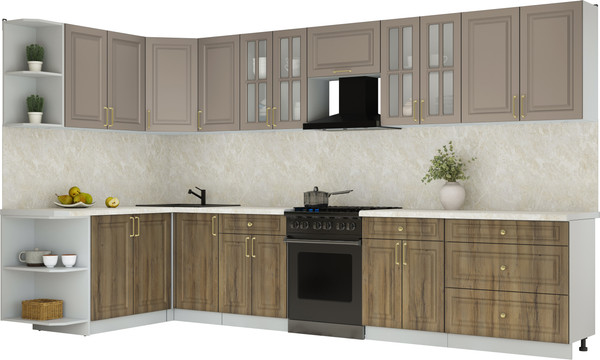 Изображение товара Кухонный гарнитур Интерлиния Мила Шато 1.7x3.6 LV (луна/дуб вотан/опал светлый)