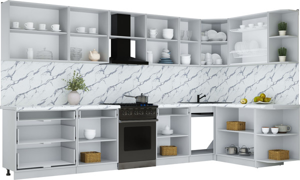 Изображение товара Кухонный гарнитур Интерлиния Мила Шато 1.7x3.6 PR (дуб вотан/луна/опал светлый)