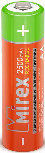 Изображение товара Комплект аккумуляторов Mirex HR6 2500mAh / HR6-25-E2 (2шт)