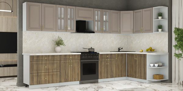 Изображение товара Кухонный гарнитур Интерлиния Мила Шато 1.7x3.6 PR (луна/дуб вотан/опал светлый)