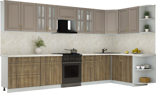 Изображение товара Кухонный гарнитур Интерлиния Мила Шато 1.7x3.6 PR (луна/дуб вотан/опал светлый)