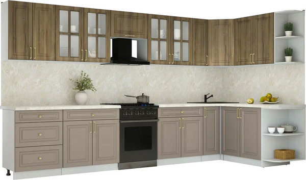 Изображение товара Кухонный гарнитур Интерлиния Мила Шато 1.7x3.7 PR (дуб вотан/луна/опал светлый)