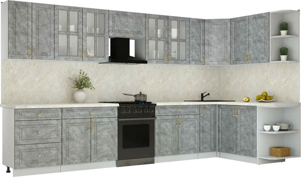 Изображение товара Кухонный гарнитур Интерлиния Мила Шато 1.7x3.7 PR (керамика/керамика/опал светлый)