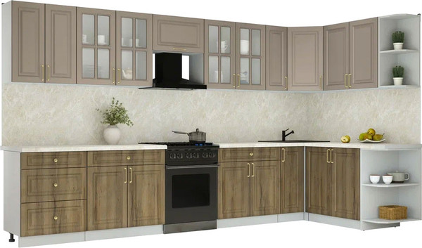 Изображение товара Кухонный гарнитур Интерлиния Мила Шато 1.7x3.7 PR (луна/дуб вотан/опал светлый)