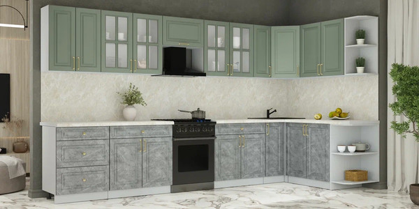 Изображение товара Кухонный гарнитур Интерлиния Мила Шато 1.7x3.7 PR (мята/керамика/опал светлый)