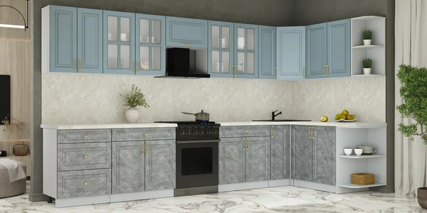 Изображение товара Кухонный гарнитур Интерлиния Мила Шато 1.7x3.7 PR (океан/керамика/опал светлый)