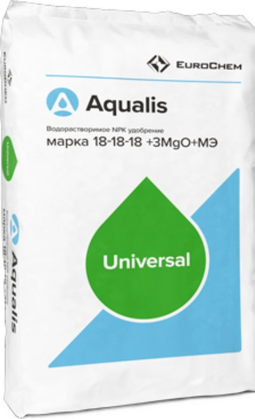 Изображение товара Удобрение Aqualis NPK Водорастворимое 18:18:18+3MgO+МЭ (25кг)