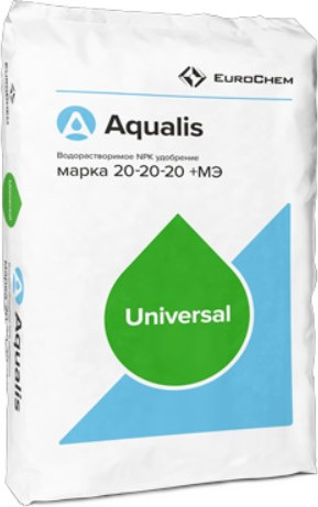 Изображение товара Удобрение Aqualis NPK Водорастворимое 20:20:20+МЭ (25кг)