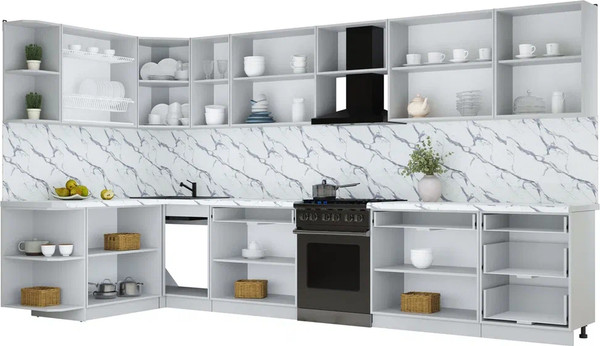 Изображение товара Кухонный гарнитур Интерлиния Мила Шато 1.7x3.8 LV (луна/дуб вотан/опал светлый)