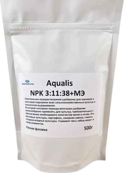 Изображение товара Удобрение Aqualis NPK Водорастворимое 3:11:38+4МgO+MЭ (500г)