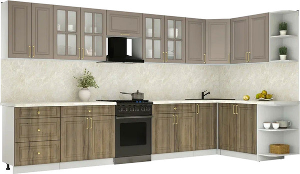 Изображение товара Кухонный гарнитур Интерлиния Мила Шато 1.7x3.8 PR (луна/дуб вотан/опал светлый)