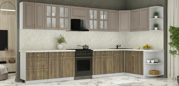 Изображение товара Кухонный гарнитур Интерлиния Мила Шато 1.7x3.8 PR (луна/дуб вотан/опал светлый)