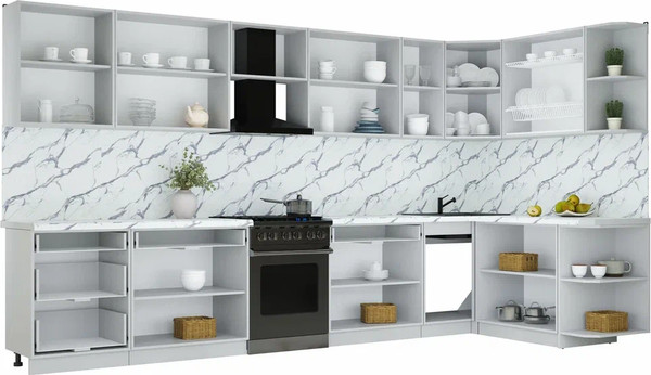 Изображение товара Кухонный гарнитур Интерлиния Мила Шато 1.7x3.8 PR (луна/дуб вотан/опал светлый)