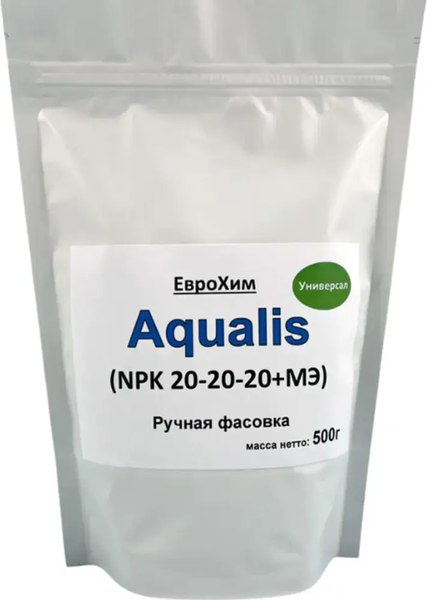 Изображение товара Удобрение Aqualis NPK Водорастворимое 20:20:20+МЭ (500г)