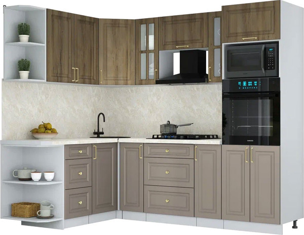 Изображение товара Кухонный гарнитур Интерлиния Мила Шато 1.68x2.4 ВТ LV (дуб вотан/луна/опал светлый)