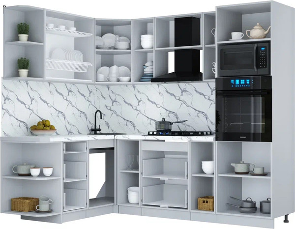 Изображение товара Кухонный гарнитур Интерлиния Мила Шато 1.68x2.4 ВТ LV (мята/керамика/опал светлый)