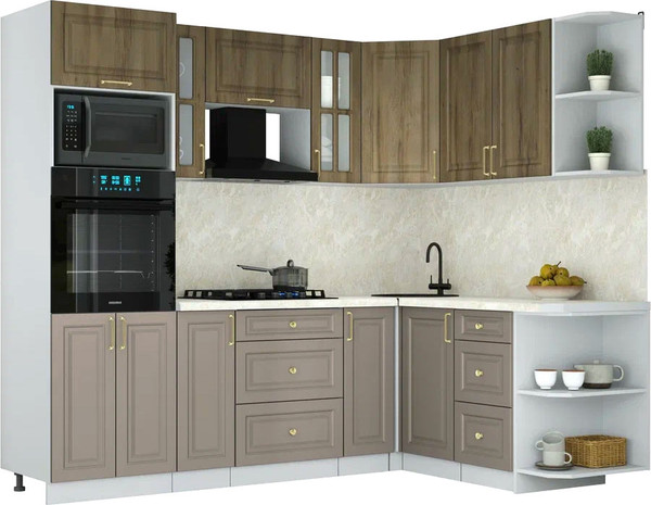 Изображение товара Кухонный гарнитур Интерлиния Мила Шато 1.68x2.4 ВТ PR (дуб вотан/луна/опал светлый)