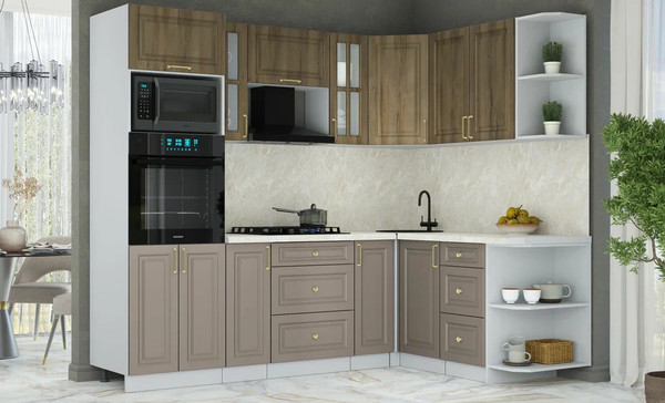 Изображение товара Кухонный гарнитур Интерлиния Мила Шато 1.68x2.4 ВТ PR (дуб вотан/луна/опал светлый)