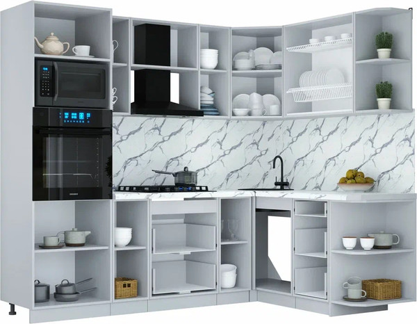 Изображение товара Кухонный гарнитур Интерлиния Мила Шато 1.68x2.4 ВТ PR (керамика/керамика/опал светлый)