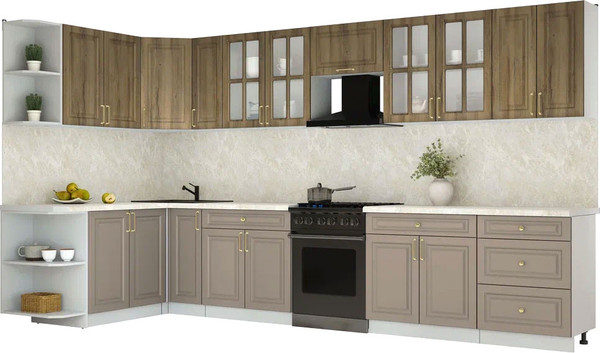 Изображение товара Кухонный гарнитур Интерлиния Мила Шато 1.7x3.7 LV (дуб вотан/луна/опал светлый)