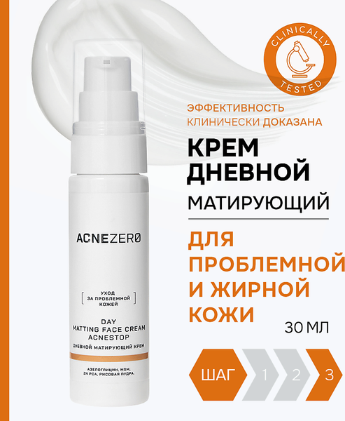 Изображение товара Крем для лица AcneZero Дневной матирующий акнестоп Для проблемной кожи лица / 022021 (30мл)