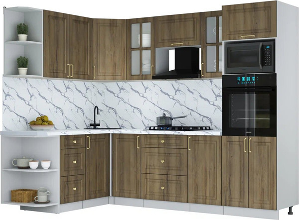 Изображение товара Кухонный гарнитур Интерлиния Мила Шато 1.68x2.6 ВТ LV (дуб вотан/дуб вотан/белый гранит)