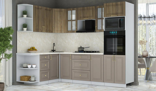 Изображение товара Кухонный гарнитур Интерлиния Мила Шато 1.68x2.6 ВТ LV (дуб вотан/луна/опал светлый)