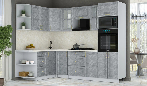 Изображение товара Кухонный гарнитур Интерлиния Мила Шато 1.68x2.6 ВТ LV (керамика/керамика/опал светлый)