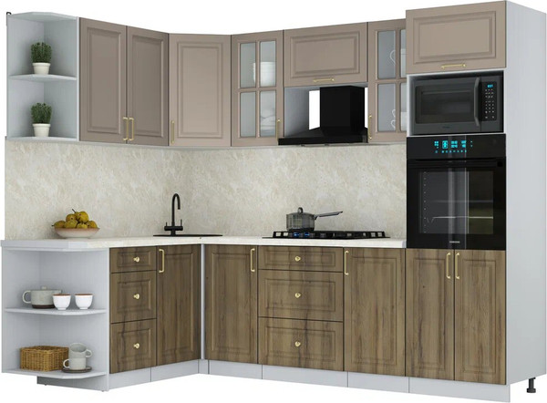 Изображение товара Кухонный гарнитур Интерлиния Мила Шато 1.68x2.6 ВТ LV (луна/дуб вотан/опал светлый)