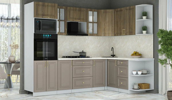 Изображение товара Кухонный гарнитур Интерлиния Мила Шато 1.68x2.6 ВТ PR (дуб вотан/луна/опал светлый)