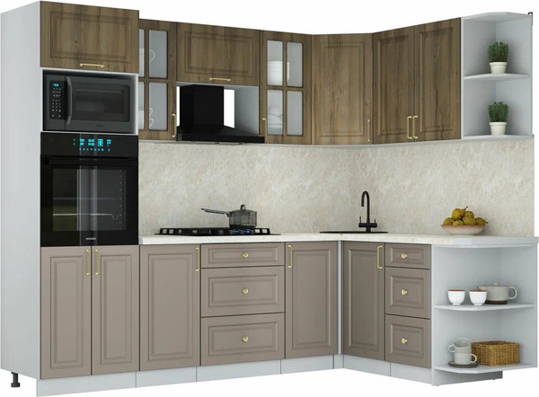 Изображение товара Кухонный гарнитур Интерлиния Мила Шато 1.68x2.6 ВТ PR (дуб вотан/луна/опал светлый)