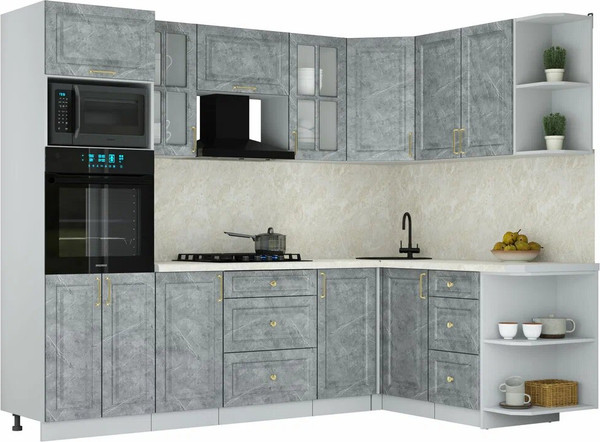 Изображение товара Кухонный гарнитур Интерлиния Мила Шато 1.68x2.6 ВТ PR (керамика/крамика/опал светлый)