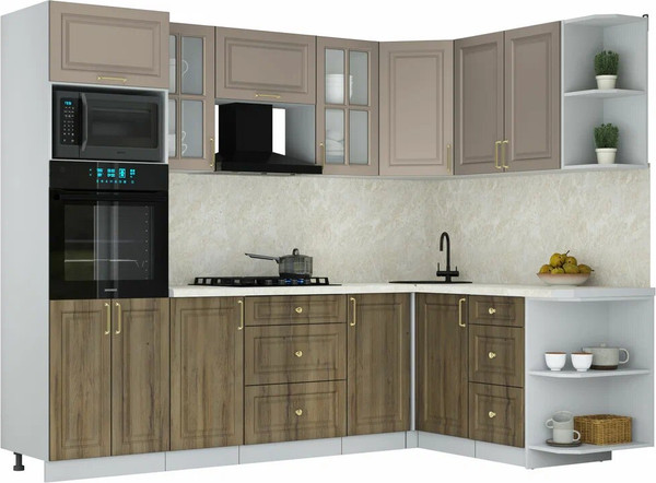 Изображение товара Кухонный гарнитур Интерлиния Мила Шато 1.68x2.6 ВТ PR (луна/дуб вотан/опал светлый)