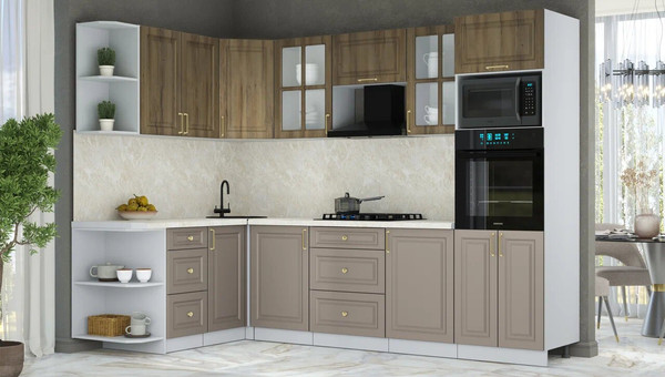 Изображение товара Кухонный гарнитур Интерлиния Мила Шато 1.68x2.8 ВТ LV (дуб вотан/луна/опал светлый)