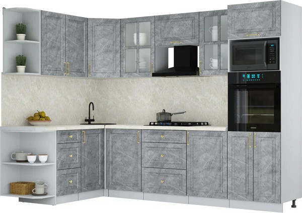 Изображение товара Кухонный гарнитур Интерлиния Мила Шато 1.68x2.8 ВТ LV (керамика/керамика/опал светлый)