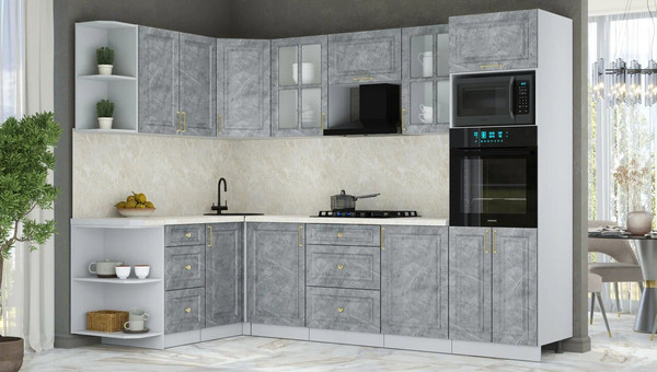 Изображение товара Кухонный гарнитур Интерлиния Мила Шато 1.68x2.8 ВТ LV (керамика/керамика/опал светлый)