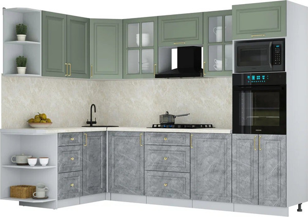 Изображение товара Кухонный гарнитур Интерлиния Мила Шато 1.68x2.8 ВТ LV (мята/керамика/опал светлый)