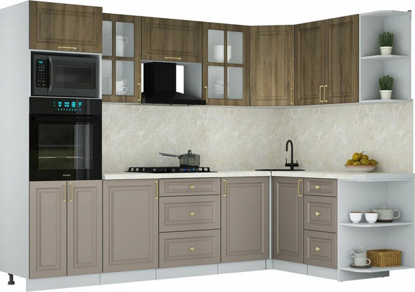 Изображение товара Кухонный гарнитур Интерлиния Мила Шато 1.68x2.8 ВТ PR (дуб вотан/луна/опал светлый)