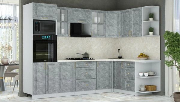 Изображение товара Кухонный гарнитур Интерлиния Мила Шато 1.68x2.8 ВТ PR (керамика/керамика/опал светлый)