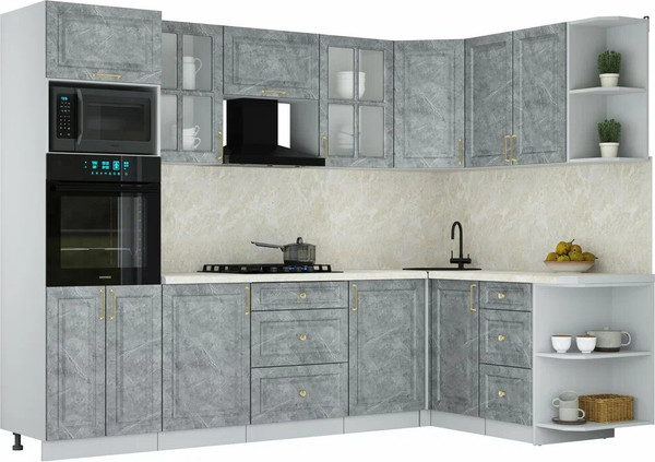 Изображение товара Кухонный гарнитур Интерлиния Мила Шато 1.68x2.8 ВТ PR (керамика/керамика/опал светлый)