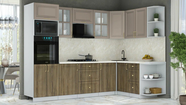 Изображение товара Кухонный гарнитур Интерлиния Мила Шато 1.68x2.8 ВТ PR (луна/дуб вотан/опал светлый)