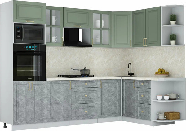 Изображение товара Кухонный гарнитур Интерлиния Мила Шато 1.68x2.8 ВТ PR (мята/керамика/опал светлый)