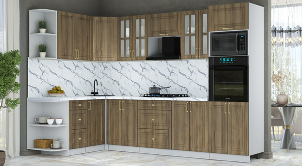 Изображение товара Кухонный гарнитур Интерлиния Мила Шато 1.68x3.0 ВТ LV (дуб вотан/дуб вотан/белый гранит)