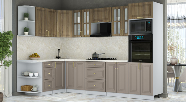 Изображение товара Кухонный гарнитур Интерлиния Мила Шато 1.68x3.0 ВТ LV (дуб вотан/луна/опал светлый)