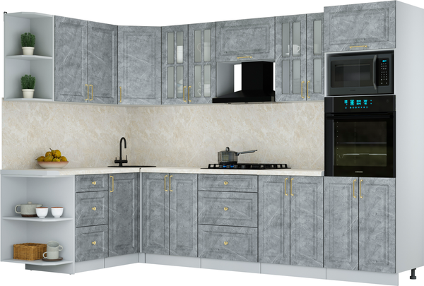 Изображение товара Кухонный гарнитур Интерлиния Мила Шато 1.68x3.0 ВТ LV (керамика/керамика/опал светлый)