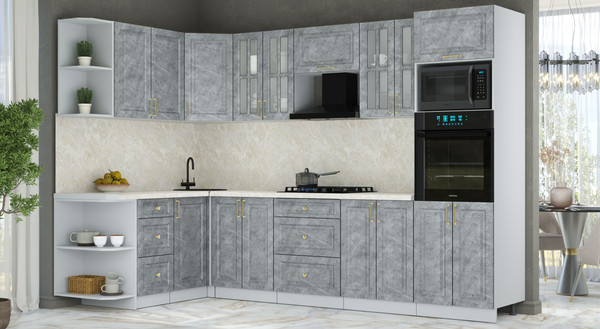 Изображение товара Кухонный гарнитур Интерлиния Мила Шато 1.68x3.0 ВТ LV (керамика/керамика/опал светлый)