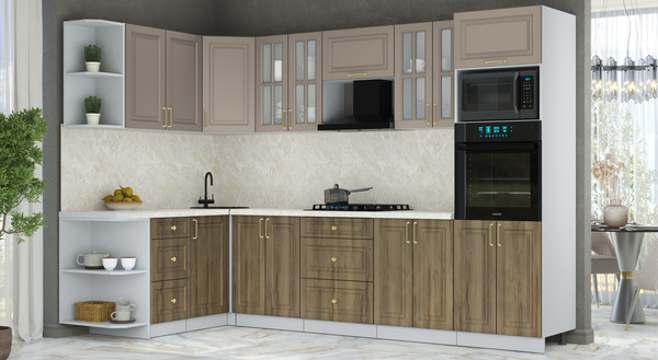 Изображение товара Кухонный гарнитур Интерлиния Мила Шато 1.68x3.0 ВТ LV (луна/дуб вотан/опал светлый)